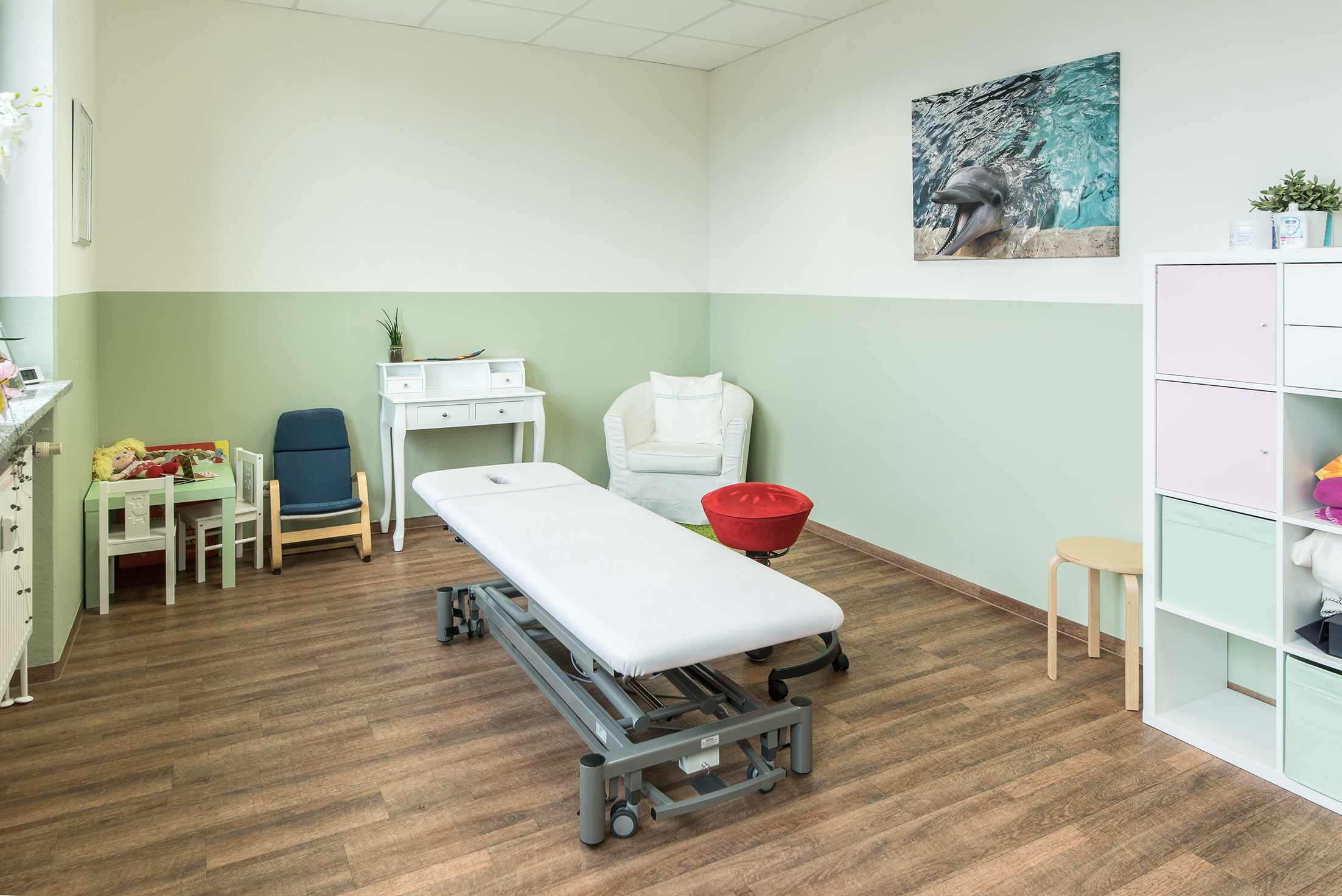 Behandlungszimmer für Cranio Sacral Therapie, Osteopathie Baby und Kinderwunsch.